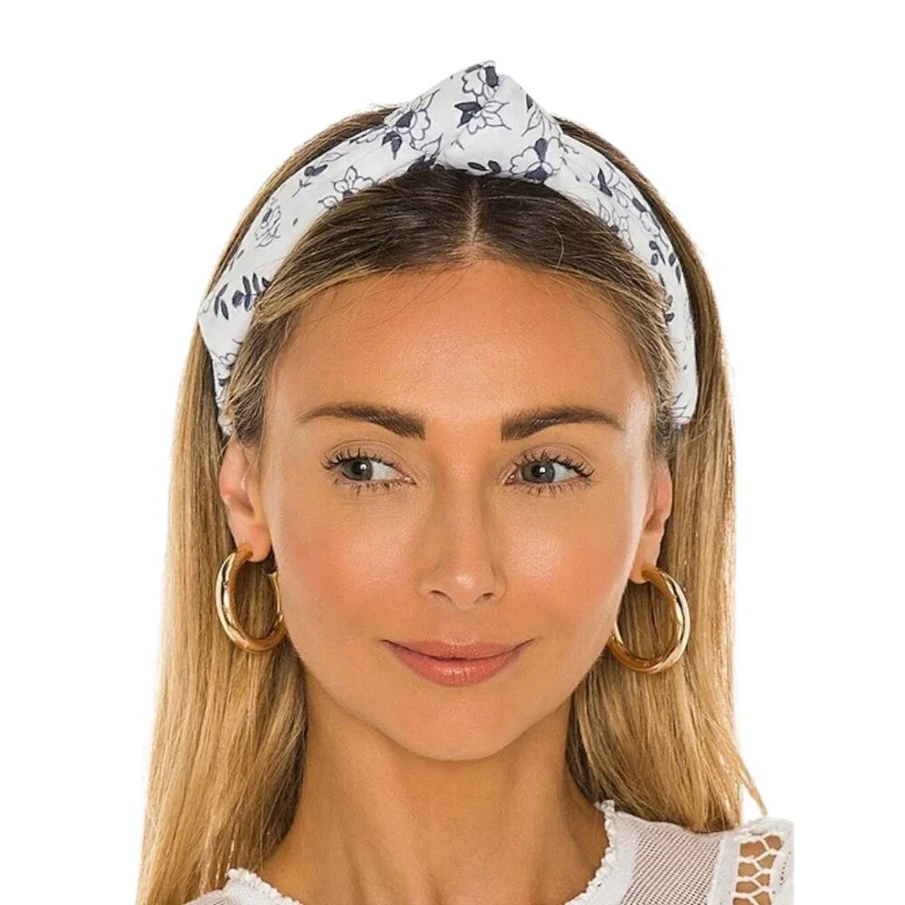 Cleobella Blue White Floral Knot Headband NWT Organic Cotton